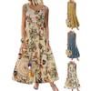 Женское платье макси без рукавов с цветочным принтом, свободный подол, А-силуэт, большое платье для танцев