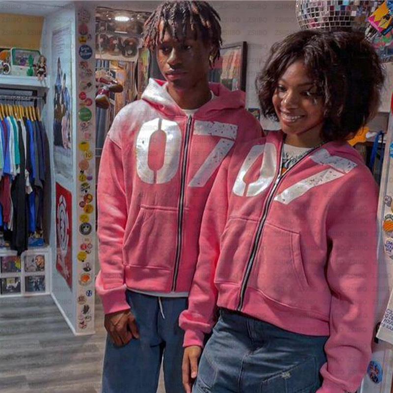 Европейский и американский модный кардиган с капюшоном: Свитшот в уличном хип-хоп стиле с цифровым принтом 07