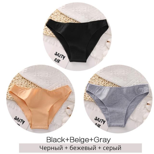 FINETOO 3PCS/Set M-XXL Panties Women Cotton Lingerie Woman Underwear Sexy Femme Underwear Girls Underpant Panty 7 Solid Colors