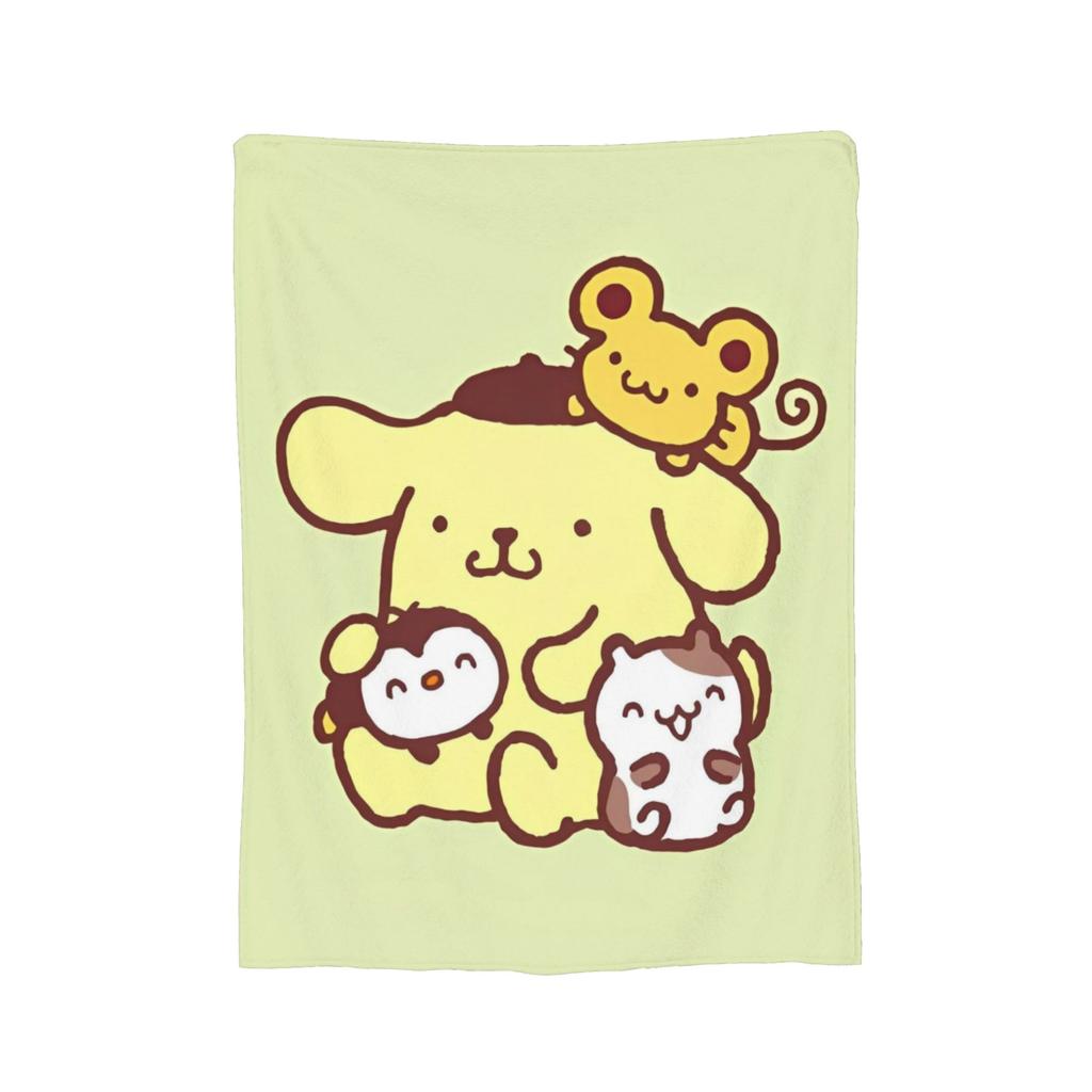 Плюшевое одеяло с помпонами Pom Pom Purin, забавное плед для дома, отеля, дивана, 150*125 см, одеяло