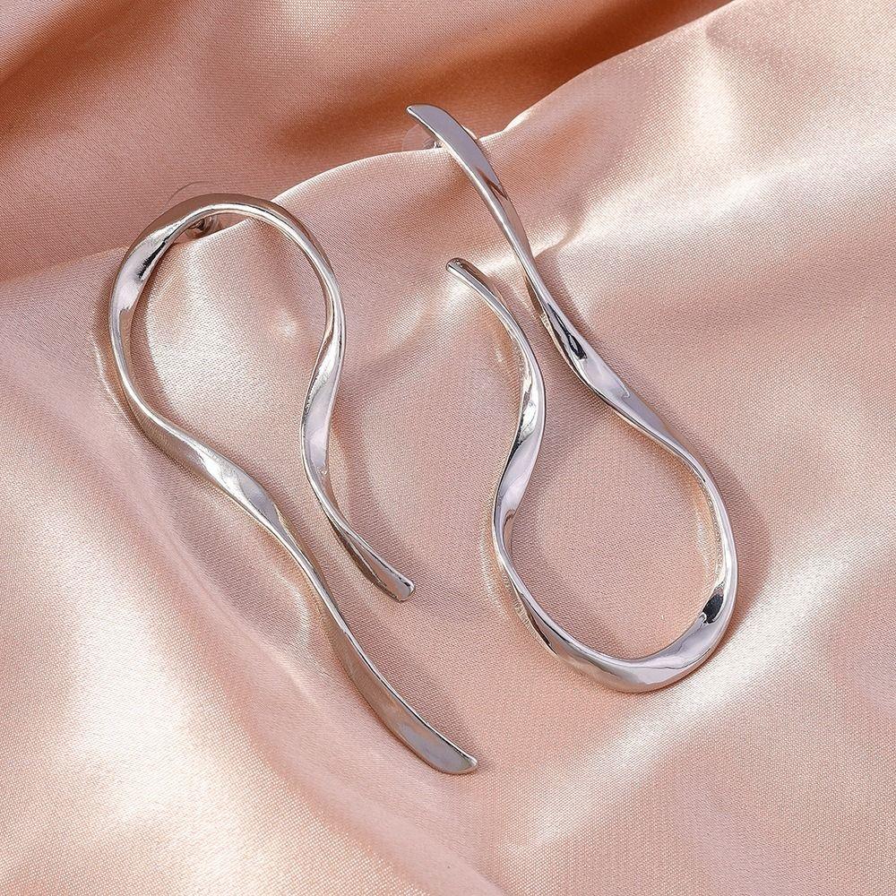 Alloy Dangle Earrings Gold Silver Color Metal Earrings Charm Asymmetric Line Earrings For Women