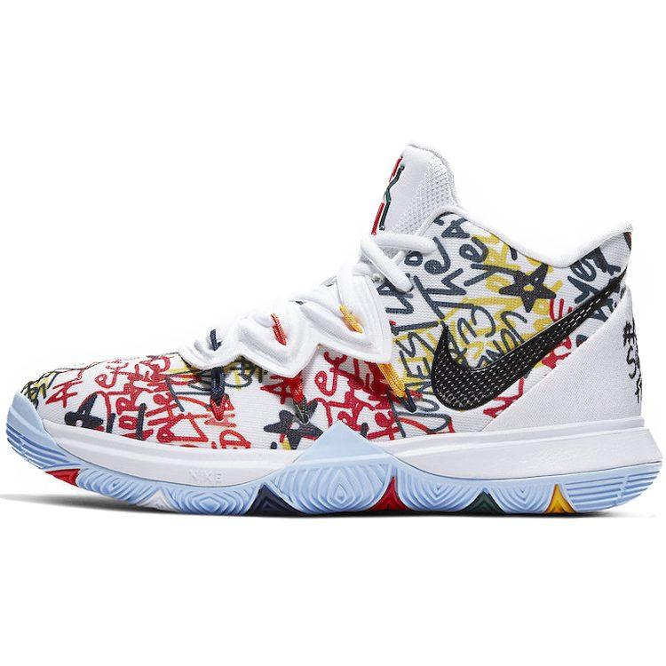 Nike Kyrie 5 Keep Sue Fresh Нескользящая Амортизация Средняя Высота Баскетбольные Кроссовки Граффити Унисекс CW4403-100