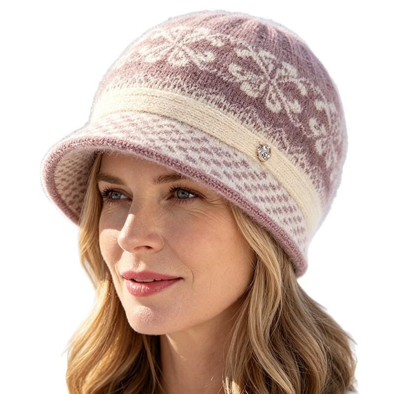 In winter the elderly hat women fleece thickened mother knitted hat elderly grandmother ear protection warm wool basin hat