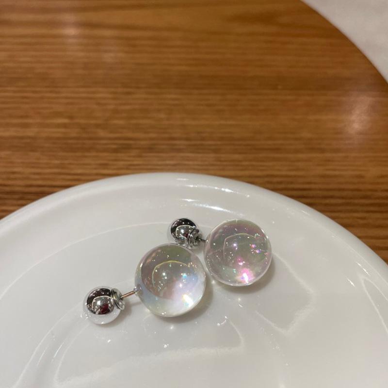 Серьги-гвоздики Dream Colorful Transparent Glass Ball Pearl, женские, нишевые, легкие, роскошные, элегантные, модные, изысканные, универсальные, серьги