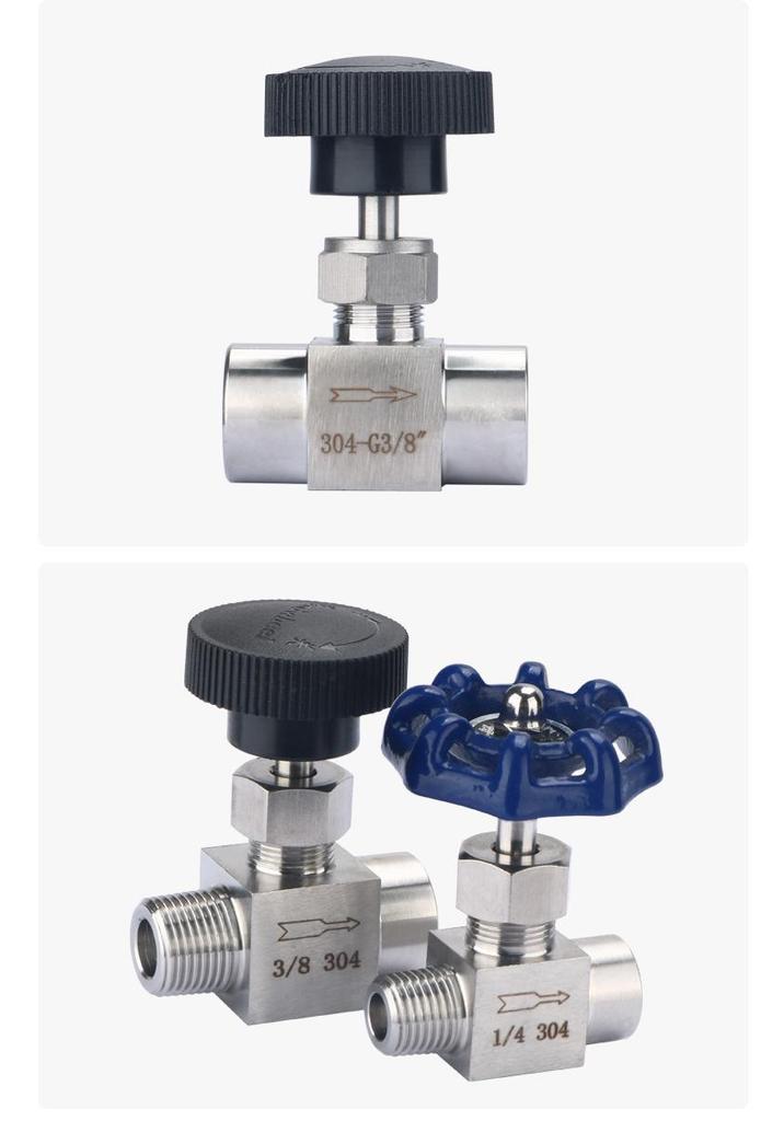 304 Stainless Steel High-Pressure Needle Valve, Male/Female Thread, Shut-off & Flow Control, 1/4 & 1/2 Inch