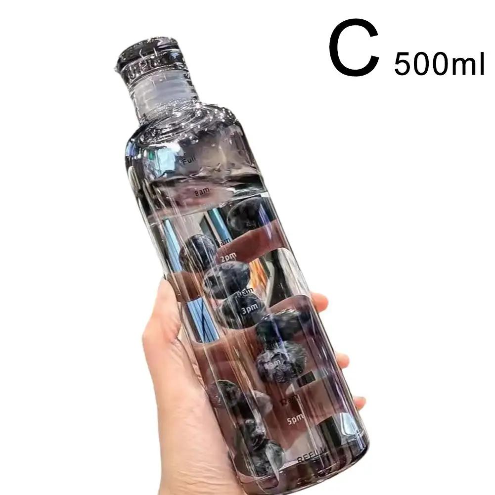 Time Scale Cup Transparent Plastic Leak-proof Simple Colorful Internet Coffee Milk Celebrity Water Break-resistant Drink Cu K0P2