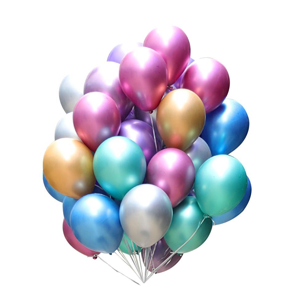 50pcs 12 Inch Wedding Party Decor Latex Balloons Metallic Blue Pink Green Silver Gold Chrome Decoration Ballon