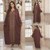 2025 European & American Cotton Embroidered Beach Cover-up Robe Style Dress