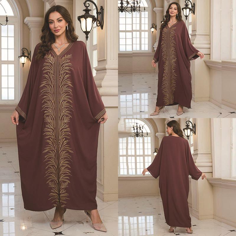2025 European & American Cotton Embroidered Beach Cover-up Robe Style Dress