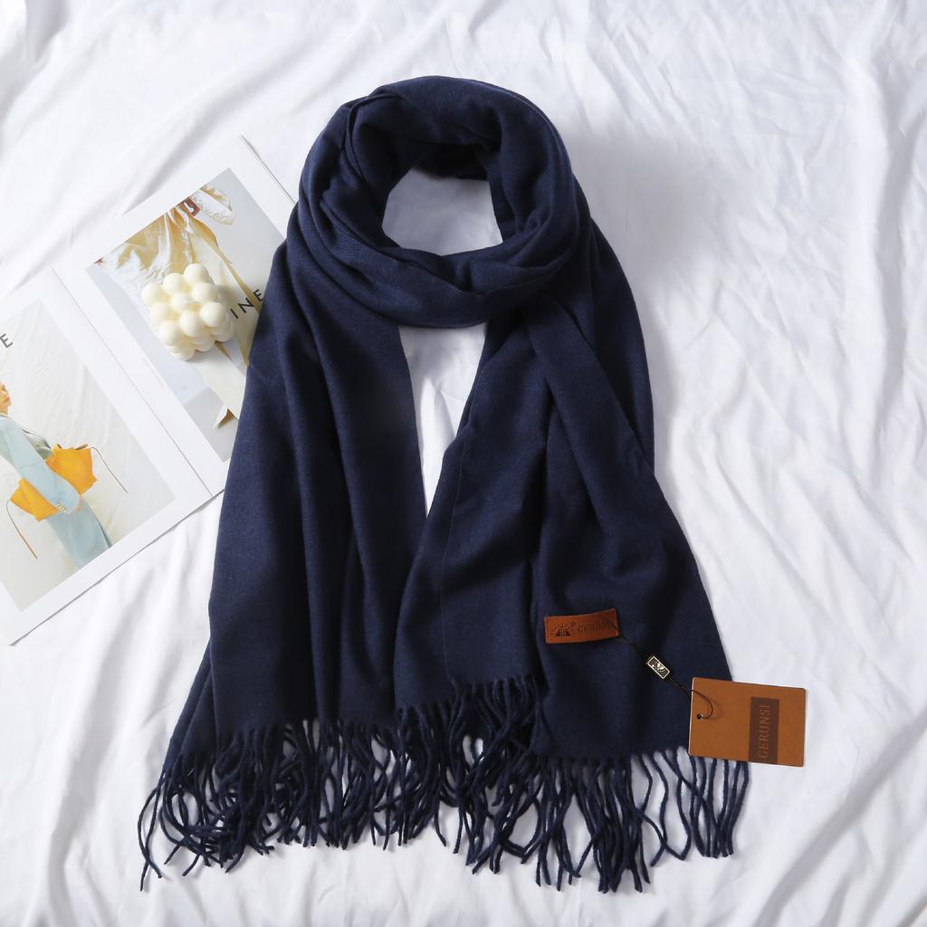 Cashmere Hand Feel Autumn And Winter Solid Color Scarf Women'S Thick Tassel Simple And Versatile Soft And Warm Imitation Cashmere Shawl