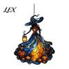 Unique Witch Themed Room Accents Acrylic Suncatcher, Stained Glass Effect Window Car Hanging Ornament, Gothic Scary Halloween Party Supplies for Home