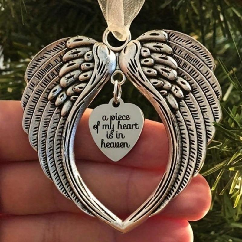 1pc Angel Wings Christmas Ornament Bell Charm Angel Wings Christmas Tree Decoration Gift Box Home Decoration Pendant