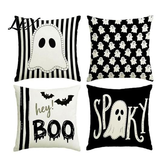 Universal Sofa Cushion Protectors Halloween Ghost Cover, Spooky Skull Throw Pillow 18x18 Cute Print Home Textiles Inch Case for Living Room