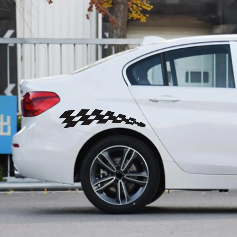 Motorcycle Car Racing Wheel Flags Reflector Stickers Vehicle Car Decals Plaid Safety Vinyl Stickers Prevention Car Decals