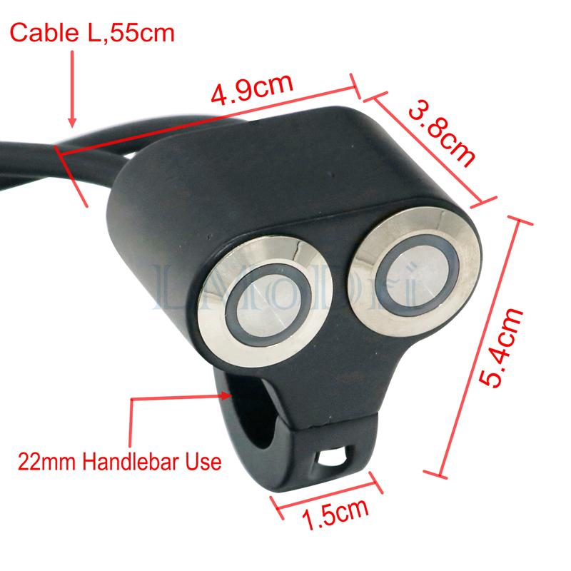 LMoDri Мотоцикл 22 м DIY Переключатели Крепление на руль Фара Опасность Тормозная противотуманная фара ВКЛ-ВЫКЛ Светодиодный индикатор из алюминиевого сплава