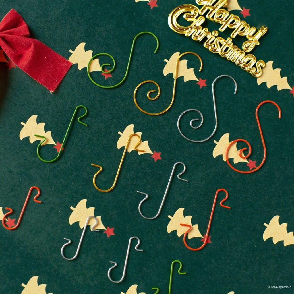 Набор из 50 рождественских S-образных крючков для праздничных украшений - держатели для чулок и елочные игрушки