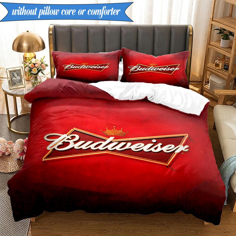 3PCS Budweiser Galaxy Bow Tie Bedding Set 2D Printing (Includes 1 Duvet Cover + 2 Pillowcases Coreless), Bedroom decor,Fan gift