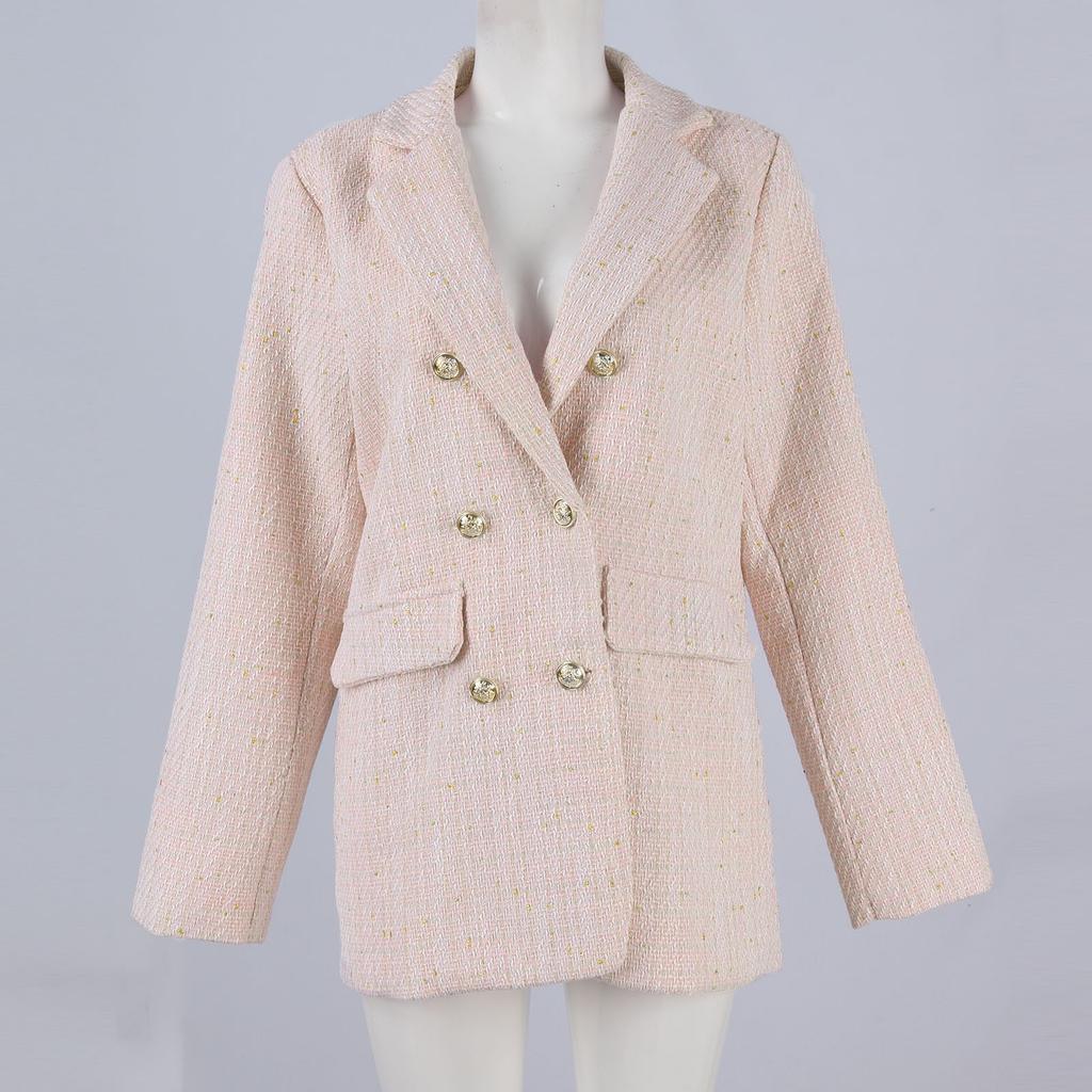 Women's Casual Loose Tweed Suit Jacket Fashionable Casual Long Sleeved Jacket Jacket