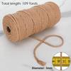 Шнур 3мм 100м Натуральный Хлопковый Шнур 4-прядный Витой Хлопковый Шнур для Настенного Декора, Рукоделия, Вязания, Бохо, Домашнего Декора для Свадьбы