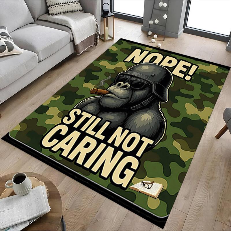 1pc Gorilla Soldier Carpet, Office Rug Outdoor Mat Home Decor Area Carpet Festival