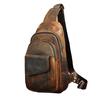 Men Real Leather Casual Fashion Multi-functional Crossbody Chest Sling Bag Design Travel One Shoulder Bag Daypack