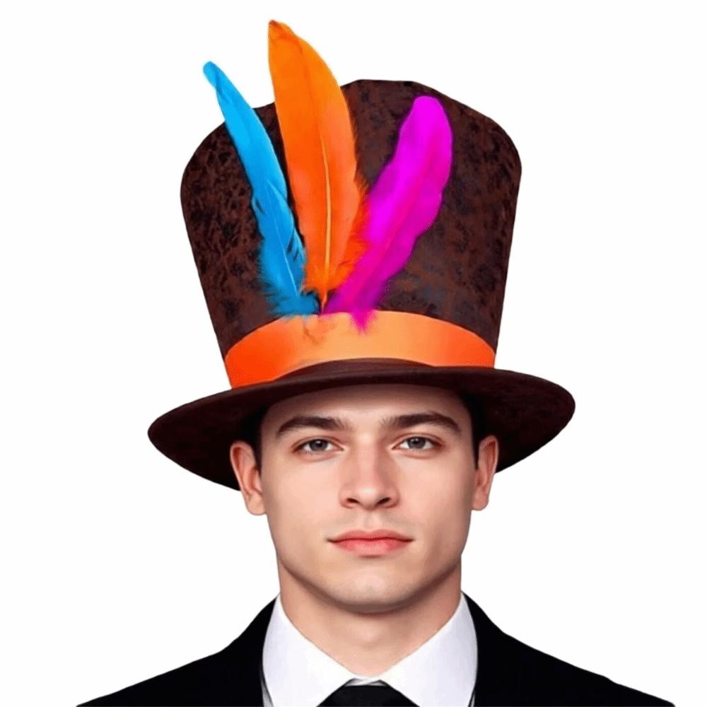 Dress Up Festival Party Top Hat Headband Feathered Tall Hat Stage Performance Event