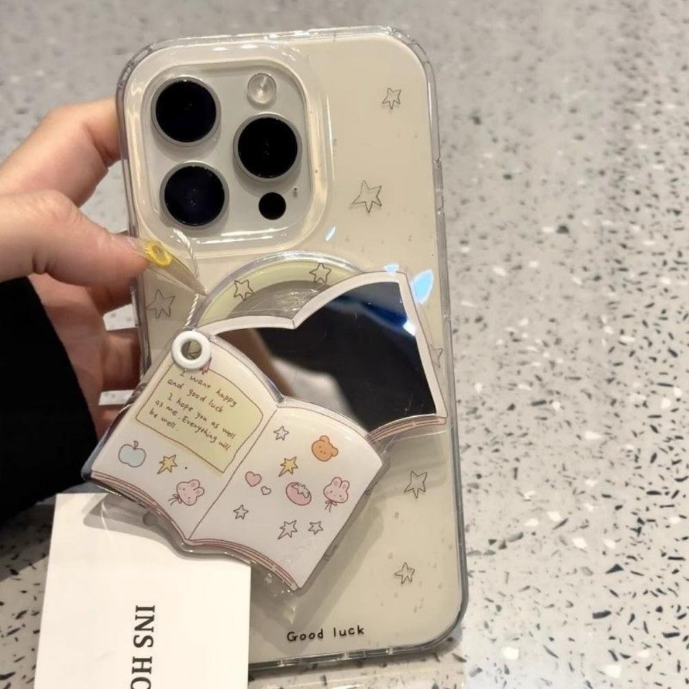 Корейское милое 3D зеркало для макияжа в виде книги для Magsafe держателя Griptok, подставка-кольцо для пальца телефона, подставка для iPhone 16 для девушек