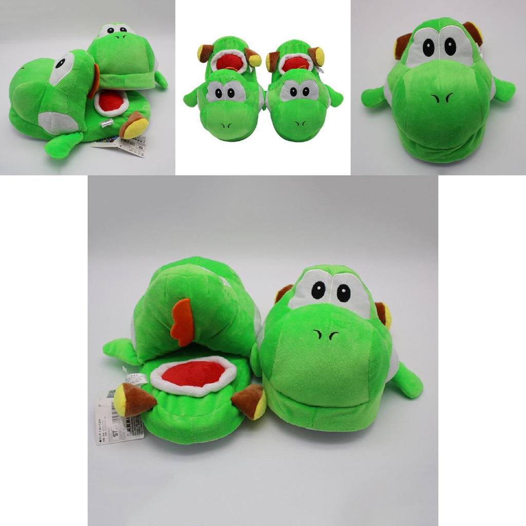 Cozy And Comfortable Nintendo Super Mario Brothers Yoshi Plush Slippers For Adults