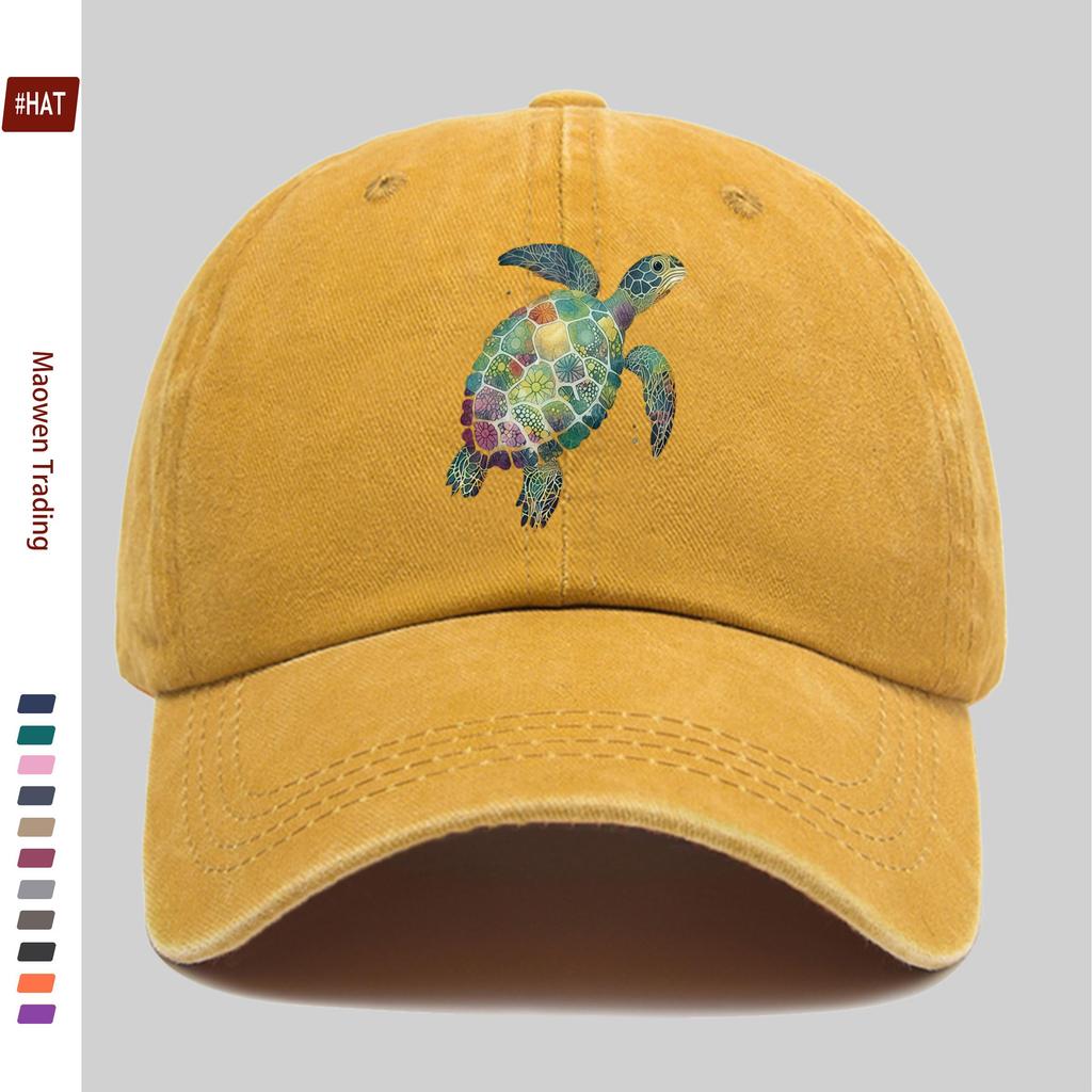 pc Adjustable Trucker Cap Suitable for Men Women Lightweight Vintage Washed Turtle Print Snapback Hat NonElastic Buckle Cl
