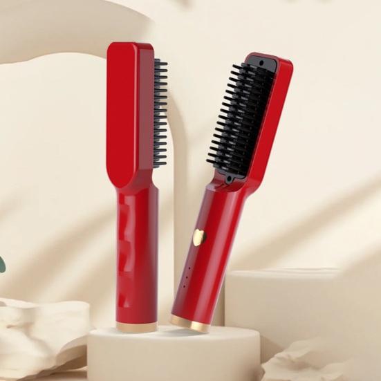 Hair Straightener Brush 3 Temperatures Fast Heating Anti-Frizz Wireless Portable Women Fluffy Hair Straightening Styling Detangling Comb