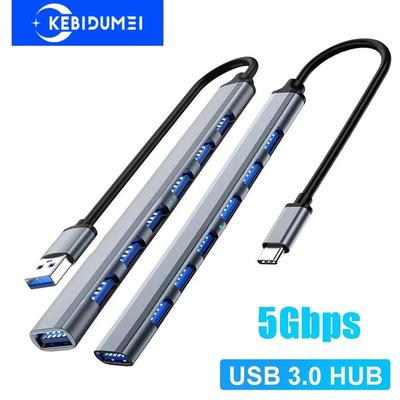 USB Type C Hub 7 портов USB 3.0 2.0 Hub USB C Hub Док-станция Высокоскоростной разветвитель 5 Гбит/с для портативного ПК Поддержка жесткого диска Мышь Клавиатура