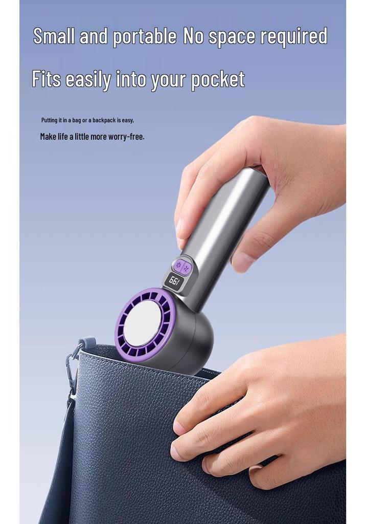 Mini Portable Handheld USB Fan with Digital Display & Ice Pack