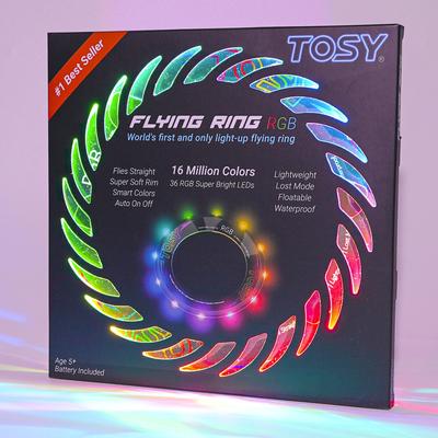 Летающее кольцо TOSY 16 миллионов цветов RGB или 12 Super Lost Auto Легкая подарочная игрушка для - светодиоды, яркий, режим, огни, безопасный, мягкий, водонепроницаемый, фрисби,