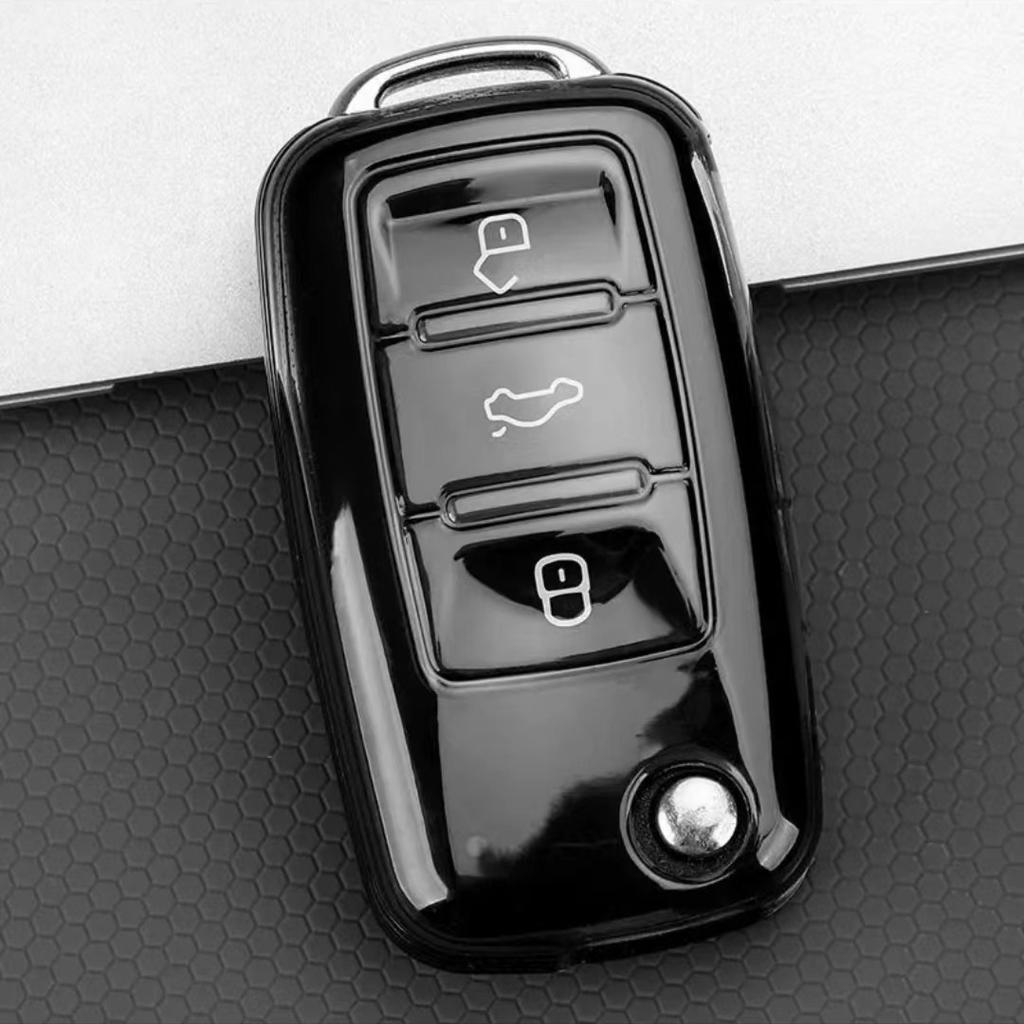 Прозрачный Черный ТПУ Для Vw Golf 4 5 Passat B5 B6 Polo Touran Jetta Seat Skoda Флип Чехол Брелок для Автомобильного Ключа Аксессуары