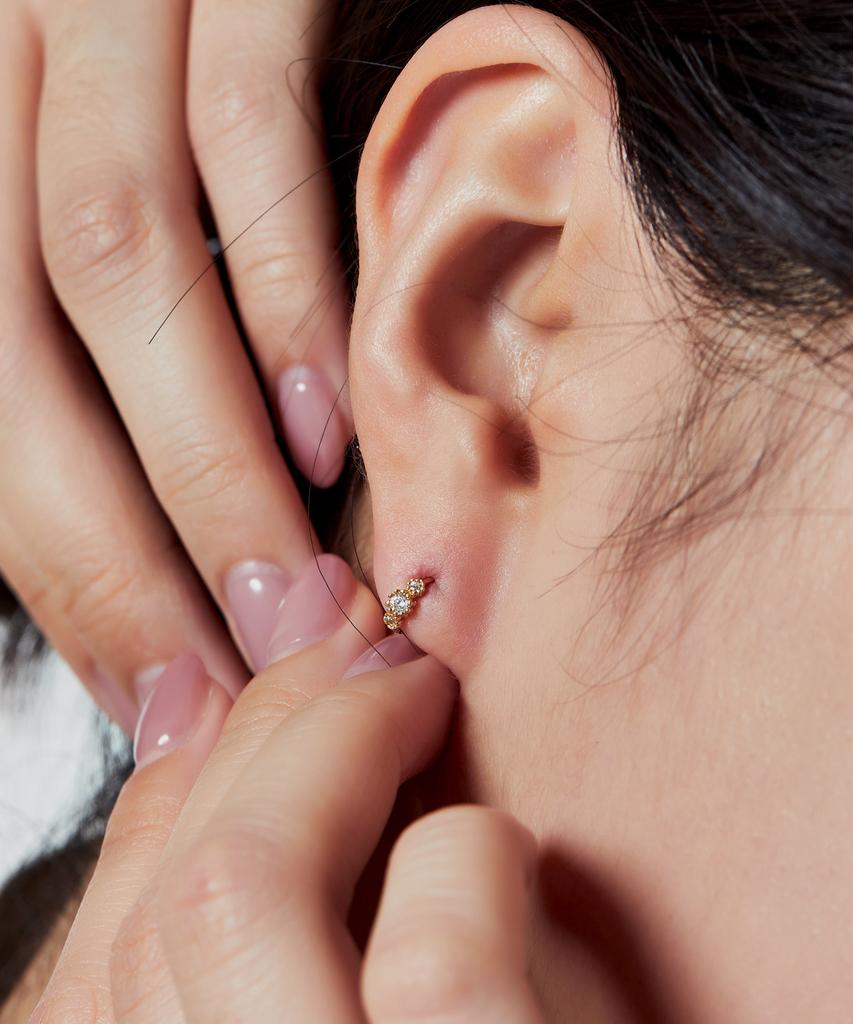 Helene Jewelry 14K Настоящий Кубический Цирконий Золотые Серьги-Пусеты
