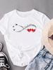 (Asian Size) Women Tee Top Sweet Love Heart Style Trend Cute Clothing Casual Short Sleeve Fashion Print Lady Tshirt Female Graphic T-shirts
