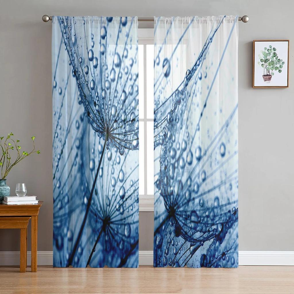Dandelion Flowers Tulle Curtains for Living Room Drapes Window Sheer Modern Curtains for Bedroom Decor