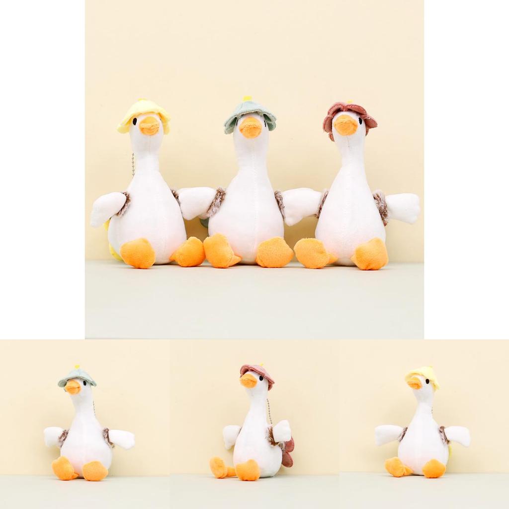 Милый плюшевый брелок в виде белого гуся, мультяшная кукла-утка, аксессуар для рюкзака