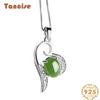 Tancise 925 Sterling Silver Classic Women Jade Necklace Pendant Zircon Fashion Gift