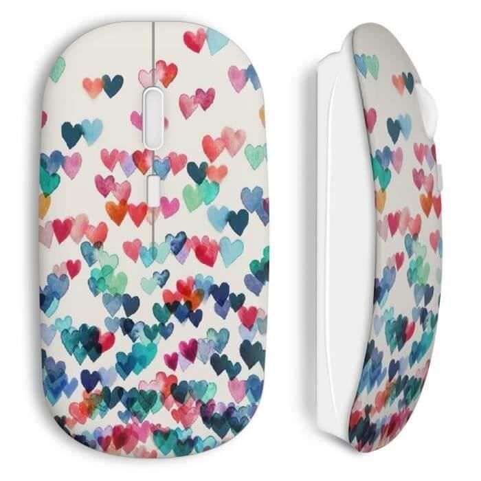 Souris Sans Fil - MANIACASE - Coeurs colors - Wi-Fi - Clé USB incluse - Compatible Mac et PC