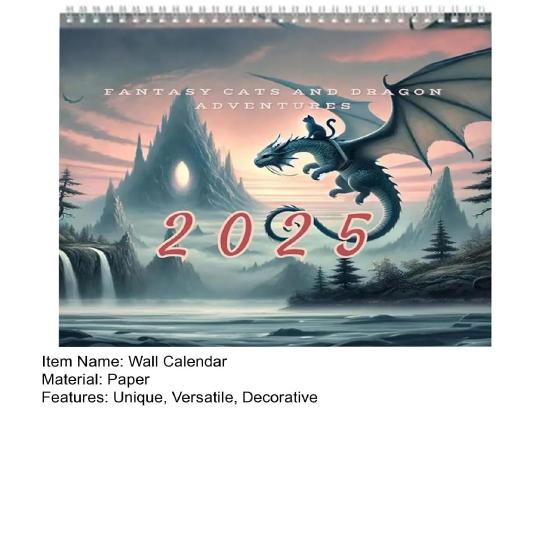 2025 Настенный календарь Забавный кот Дракон Поездка Настенный подвесной календарь 12 месяцев Расписание Органайзер Офис Домашний декор