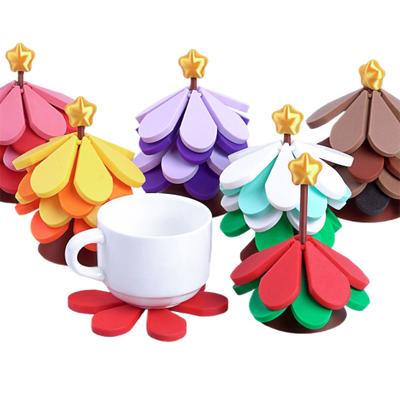 Силиконовые подставки под горячее с подставкой, изоляционная подставка в виде рождественской елки, праздничные прихватки для кухни и столовой, идея для праздничного подарка