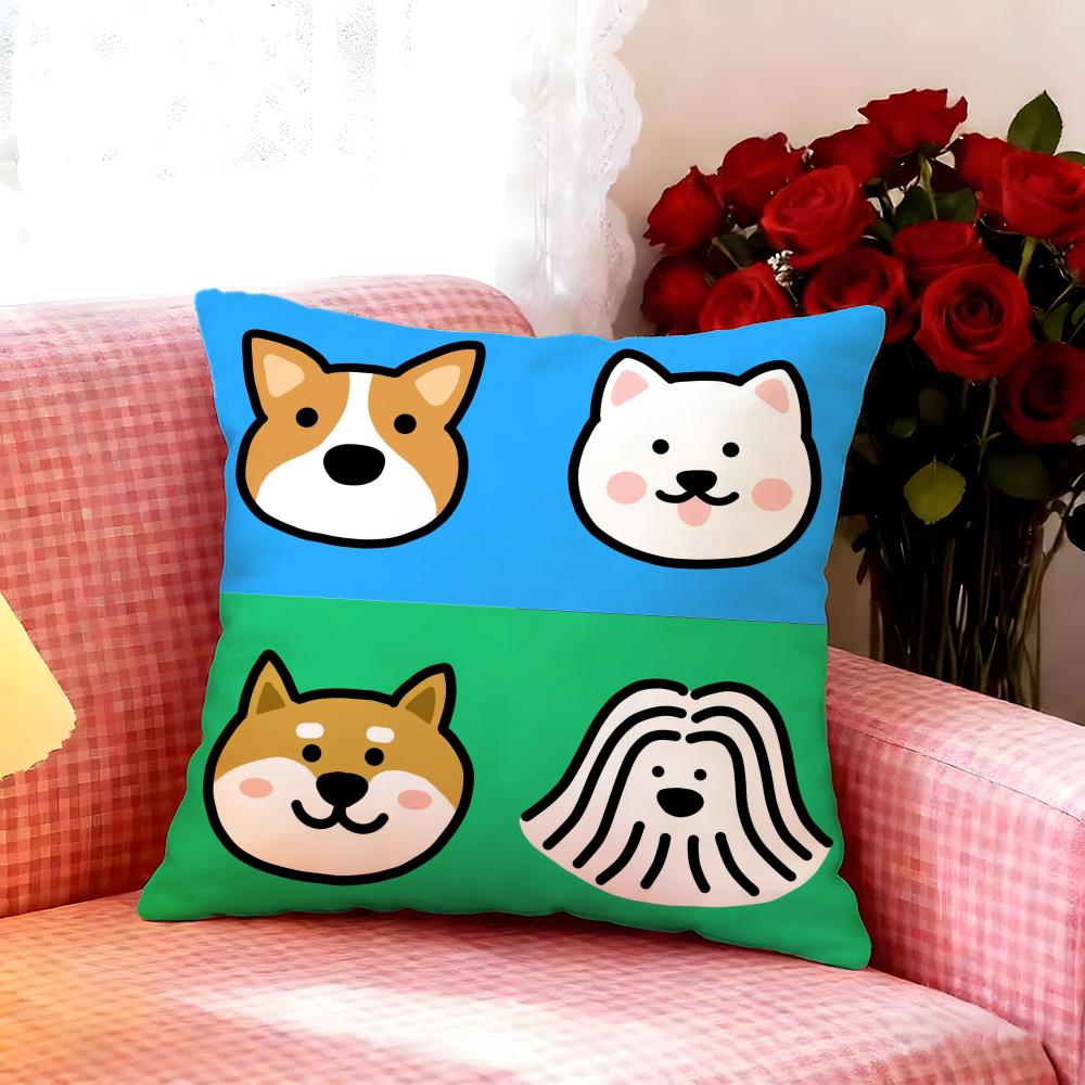 Gentle Cartoon Simple Cute Dog Cushion Cover Premium Soft Pillowcase SkinFriendly MultiPurpose for Home Office Travel
