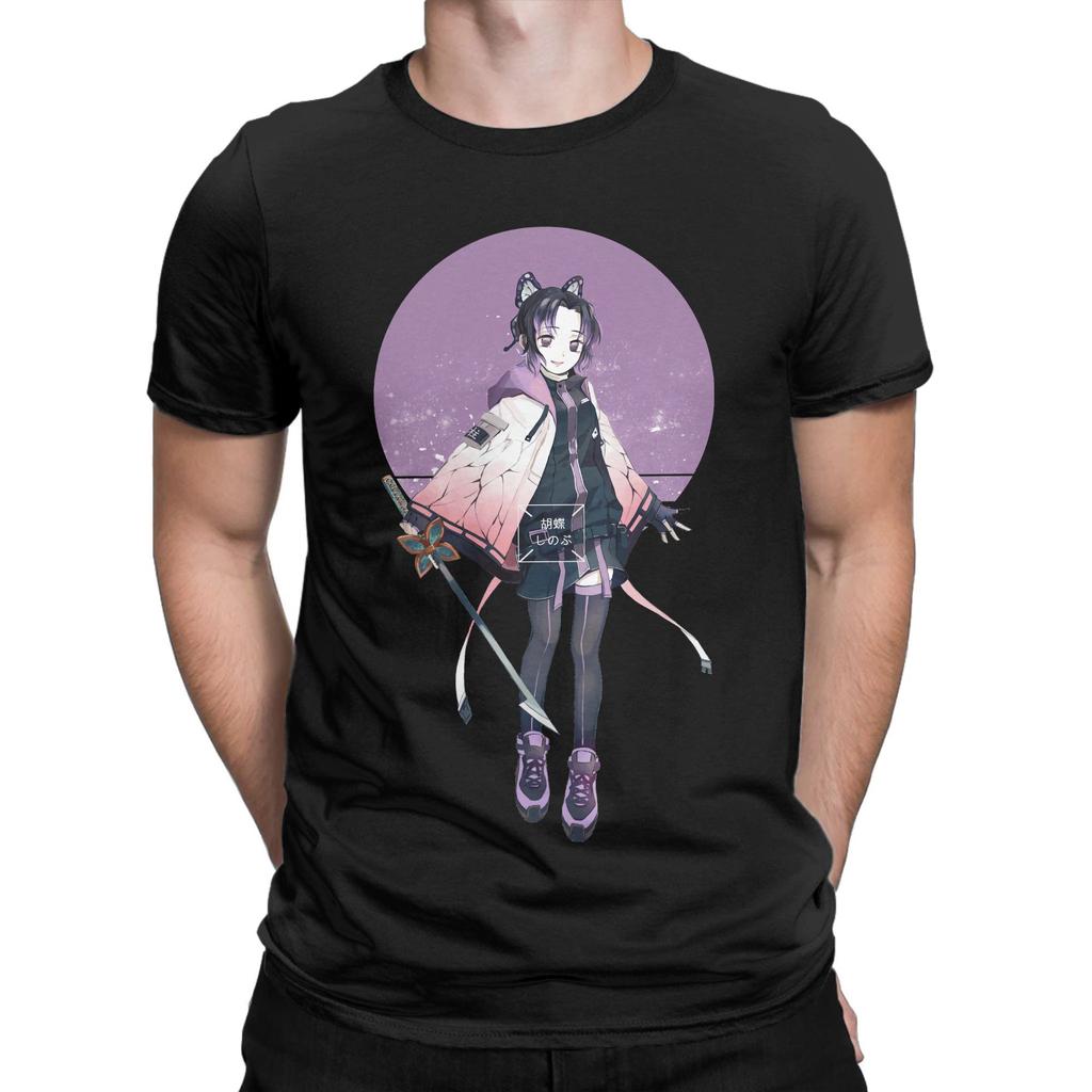 Anime Demon Slayer Shinobu Kocho T Shirt Men Cotton Novelty T-Shirt Round Collar  Tees Short Sleeve Clothing Gift Idea