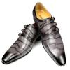 Fashion Fashion Business Men Leather Shoes Crocodile Print Wedding Party Office High Grade Genuine Leather Shoes Grey Pointed Toe Loafer