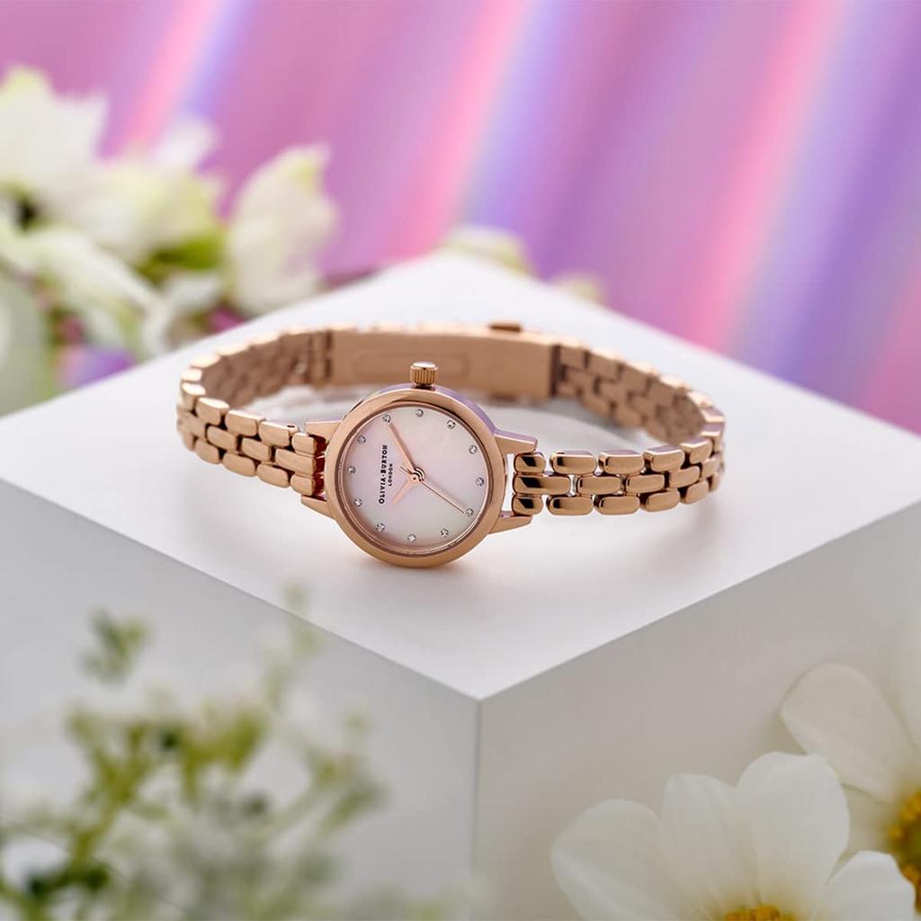 Авторизованный дистрибьютор Burton Watch Ladies OB16MN10 Classic Mini Rose Gold Bracelet Blush MOP Sparkle Marker [OLIVIA BURTON]Olivia &