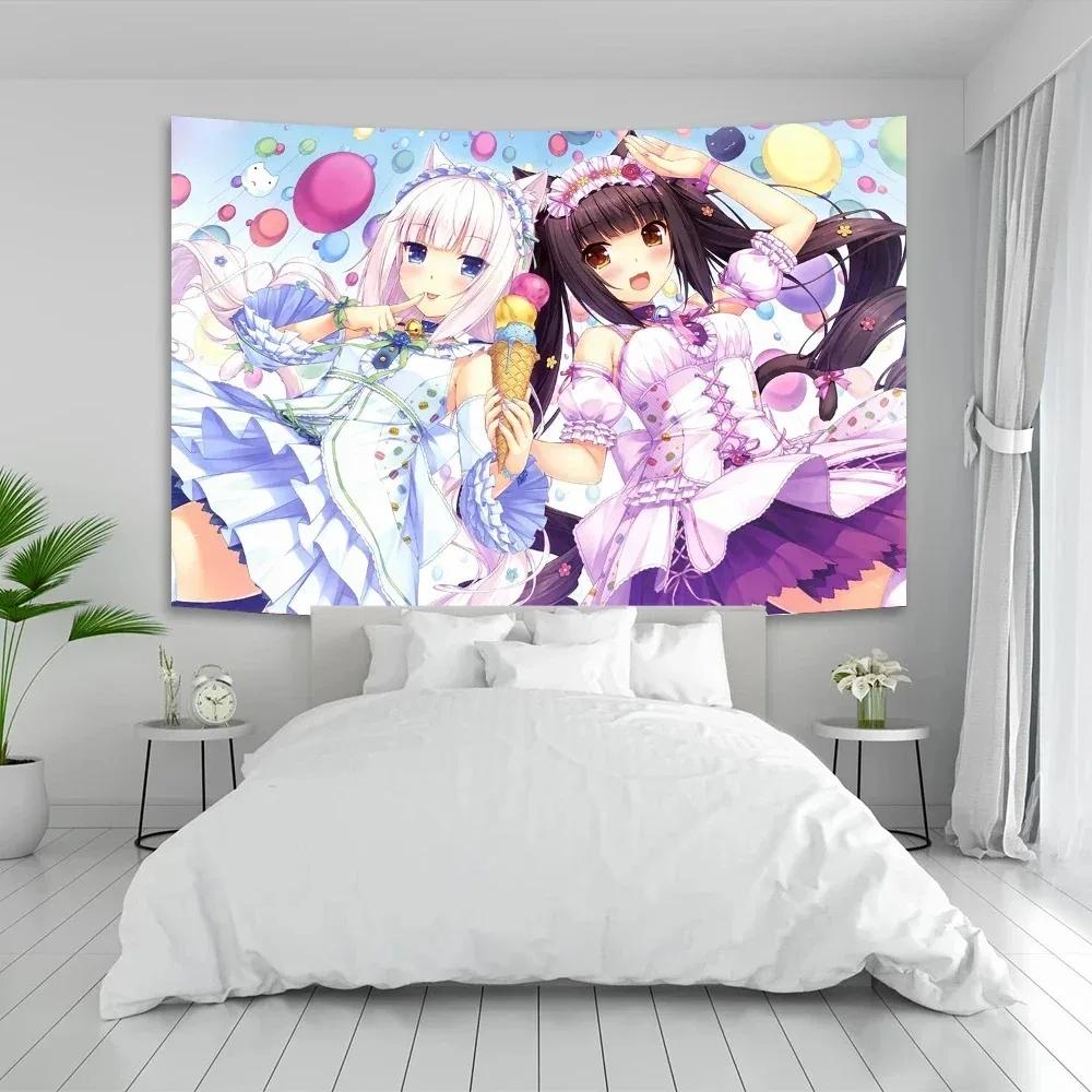 VIKAMA Nekopara Шокола и Ваниль Гобелен Дизайн Девушка-Кошка Горничная Идеально для Каваи Декора Стиль Стены Спальни