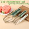 3-in-1 Watermelon Fork Slicer Cutter Stainless Steel Watermelon Popsicle Cutter Watermelon Cutter Slicer Tool Kitchen Gadgets