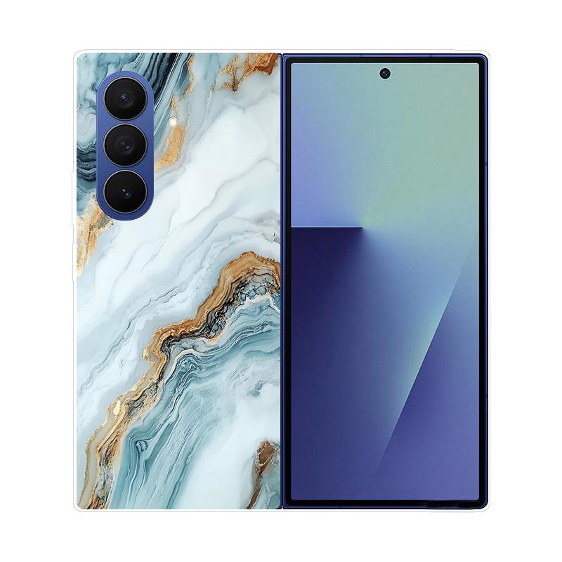 Чехол для Samsung Galaxy Z Fold 7 Мраморный Жесткий ПК Задняя Крышка Для Samsung Galaxy Z Fold7 ZFOLD7 Полностью Защитный Корпус Телефона