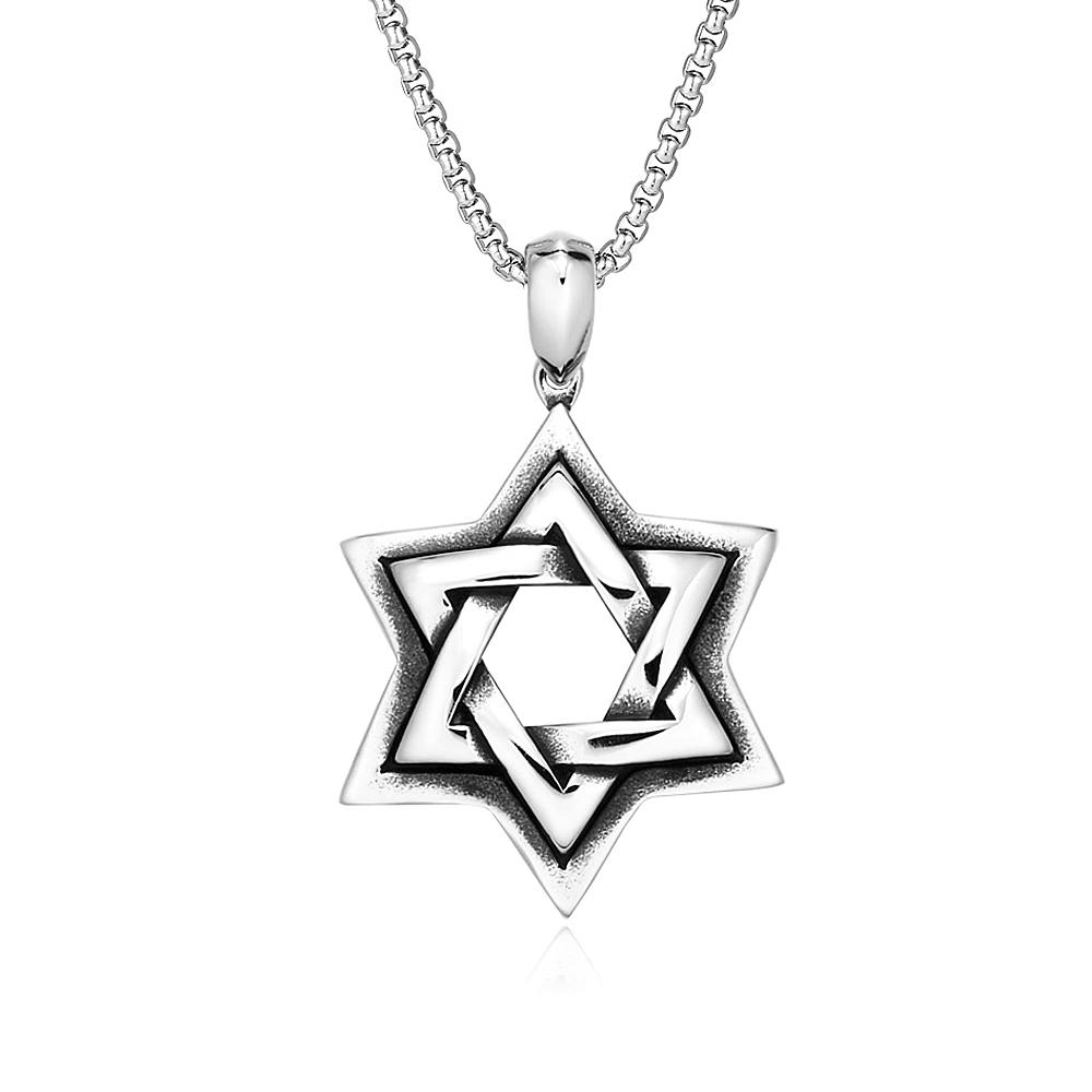 Панк Винтаж Звезда Давида Кулон Ожерелье Для Мужчин Нержавеющая Сталь Хип-Хоп Байкер Шестиконечная Звезда Ожерелье Украшение Подарок